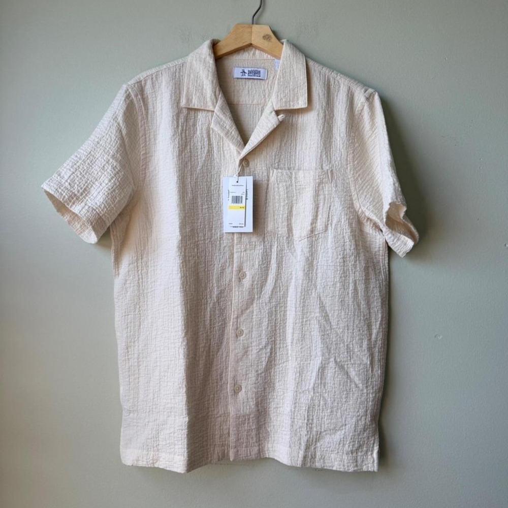 Original Penguin‎ Munsingwear Mens Textured Camp Shirt Button Front Medium